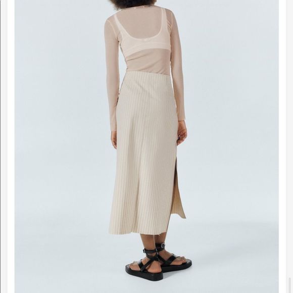 ZARA STRIPED MIDI SKIRT - Picture 6 of 7